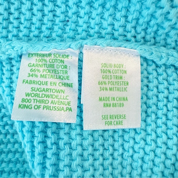 Lilly Pulitzer Turquoise and Gold Sweater - Picture 9 of 9